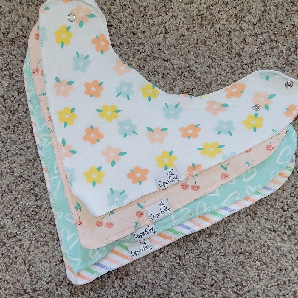 Copper Pearl Bandana Bibs - Cheery Set